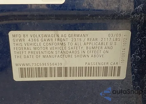 2009 Volkswagen Cc Sport from USA, damaged, VIN WVWML73C59E556439
